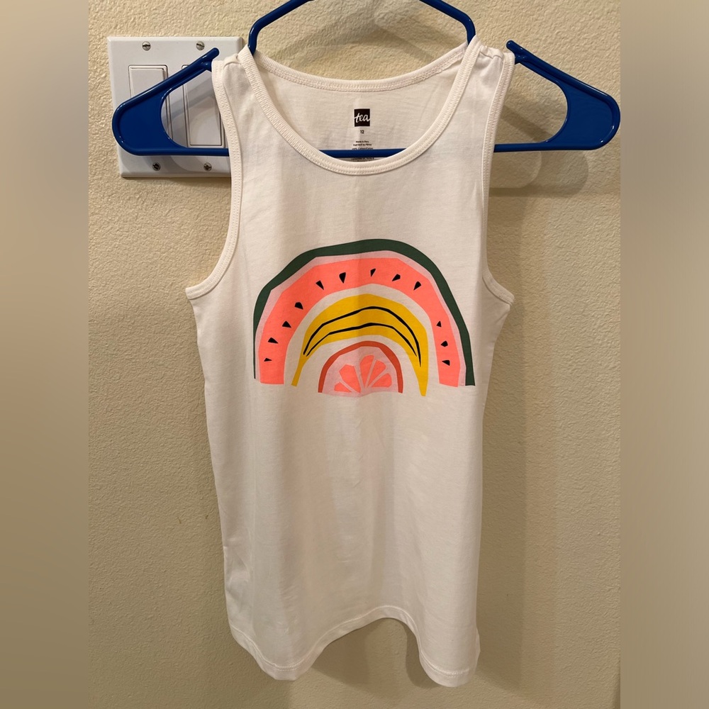 Tea Collection Girls Fruit Tank Top Watermelon Banana Orange Size 12 White
